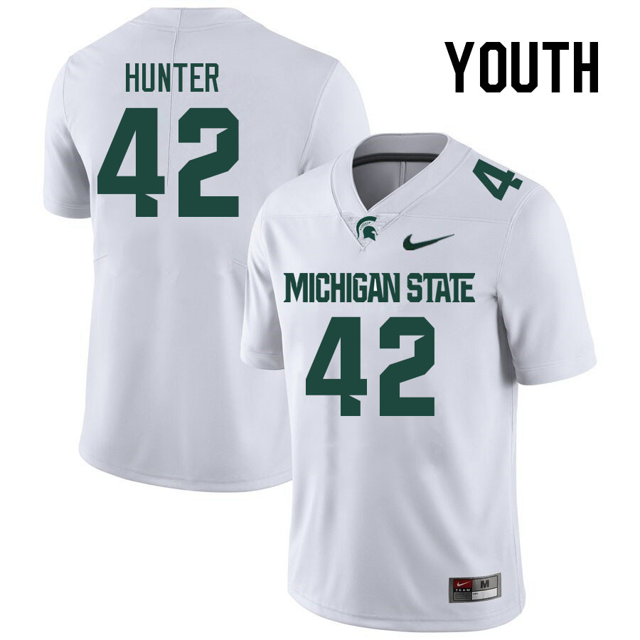 Youth #42 Nick Hunter Michigan State Spartans College Football Jerseys Stitched-White
